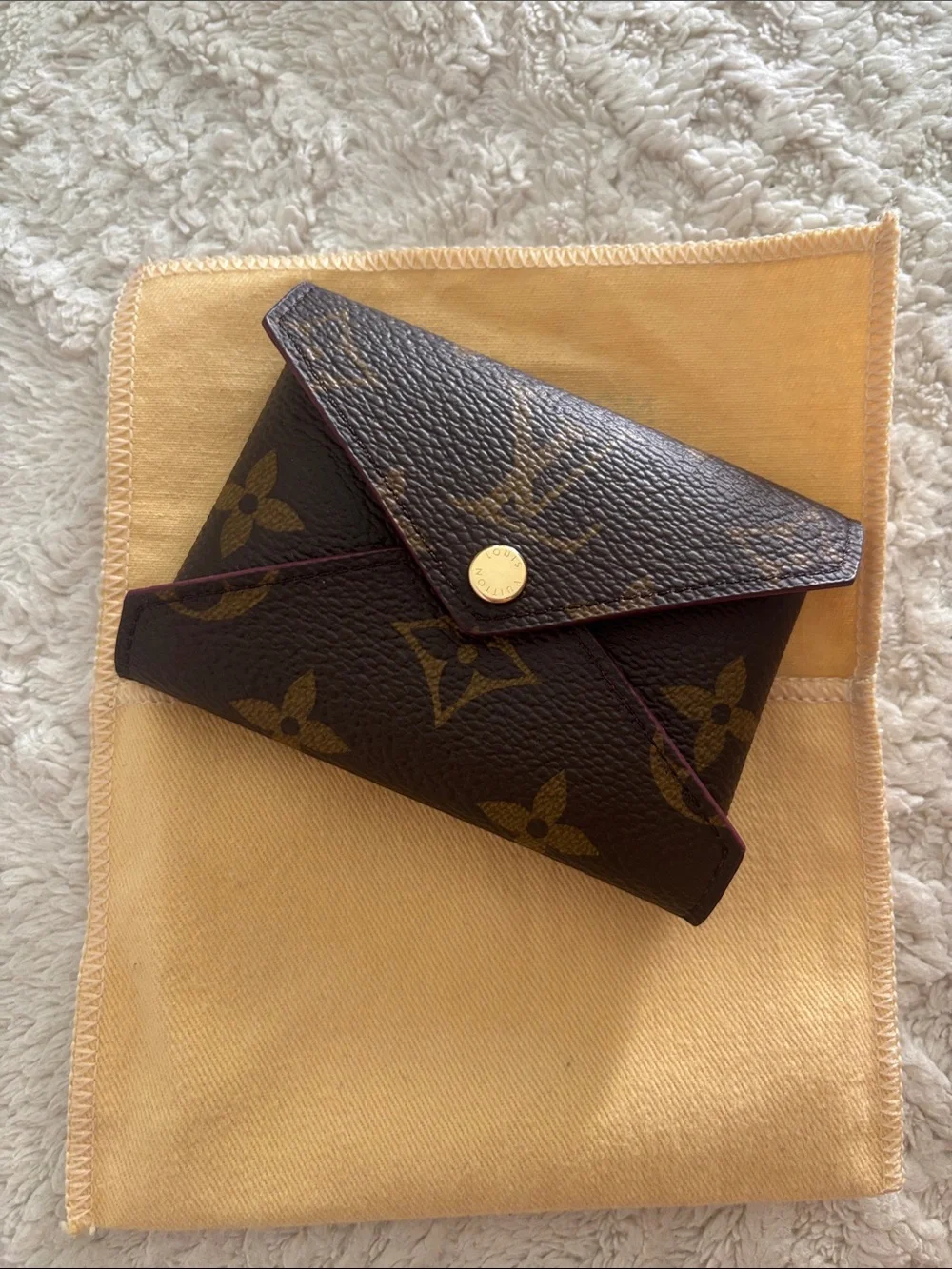 Louis Vuitton Monogram Envelope Card Case in Brown with Gold Hardware Small